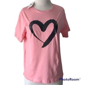 NWT Basico Pink Tee Black Heart